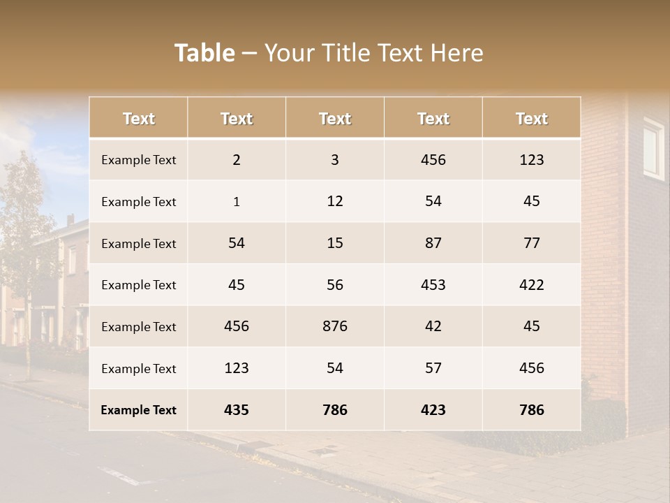 A Row Of Brick Houses With A Blue Sky In The Background PowerPoint Template