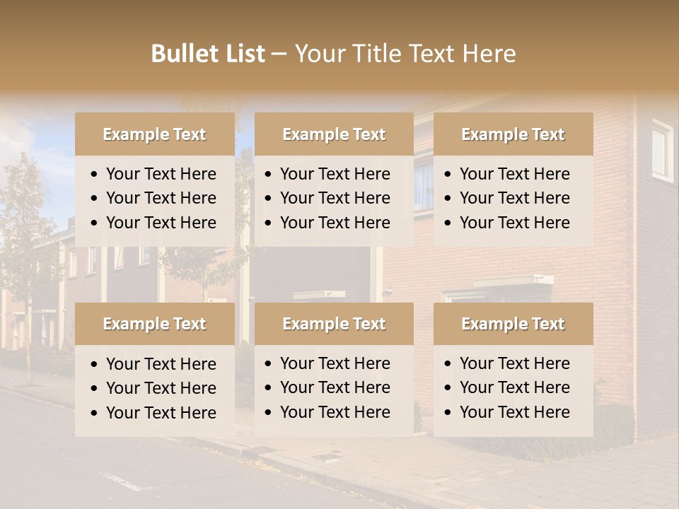 A Row Of Brick Houses With A Blue Sky In The Background PowerPoint Template