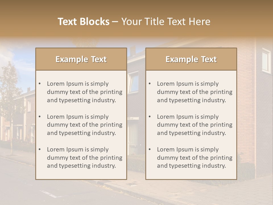 A Row Of Brick Houses With A Blue Sky In The Background PowerPoint Template