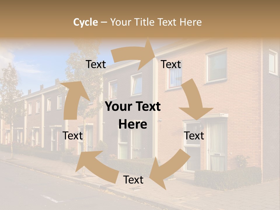 A Row Of Brick Houses With A Blue Sky In The Background PowerPoint Template