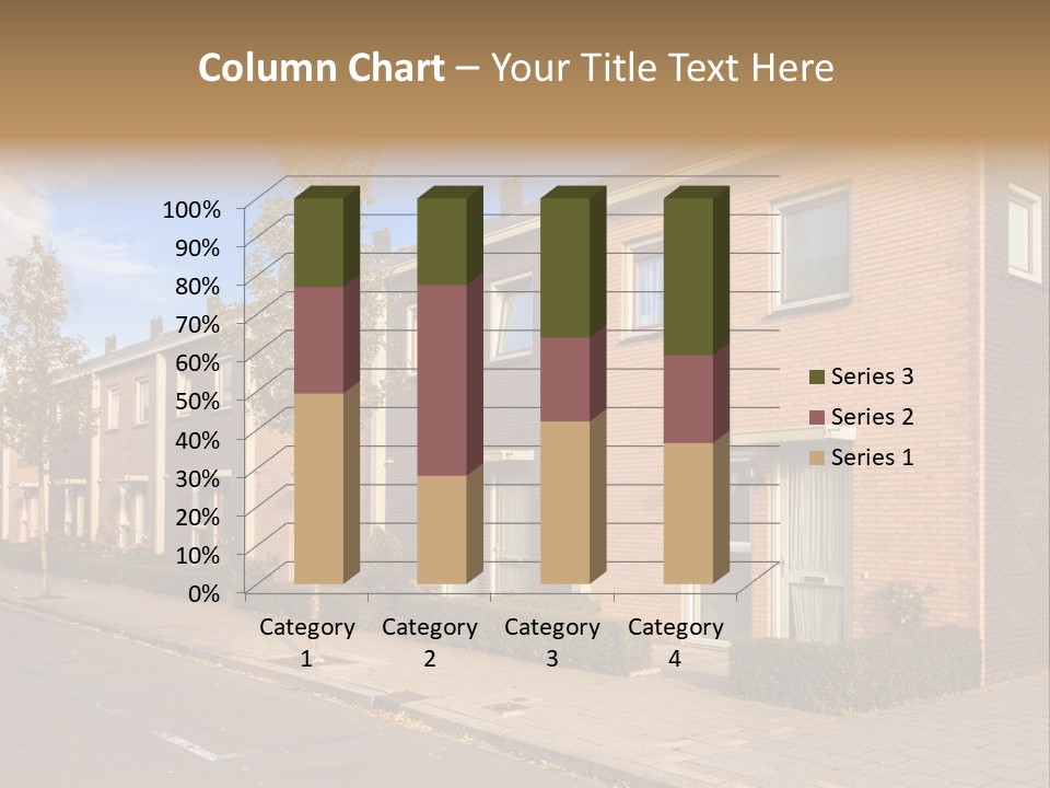 A Row Of Brick Houses With A Blue Sky In The Background PowerPoint Template