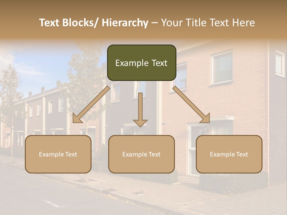 A Row Of Brick Houses With A Blue Sky In The Background PowerPoint Template