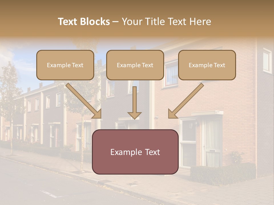 A Row Of Brick Houses With A Blue Sky In The Background PowerPoint Template