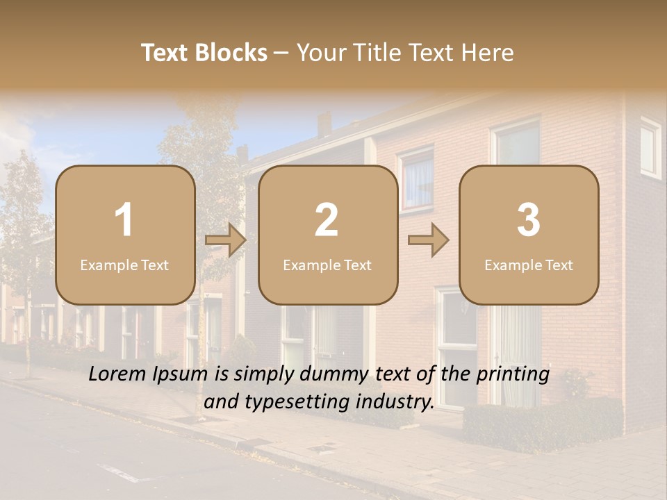 A Row Of Brick Houses With A Blue Sky In The Background PowerPoint Template