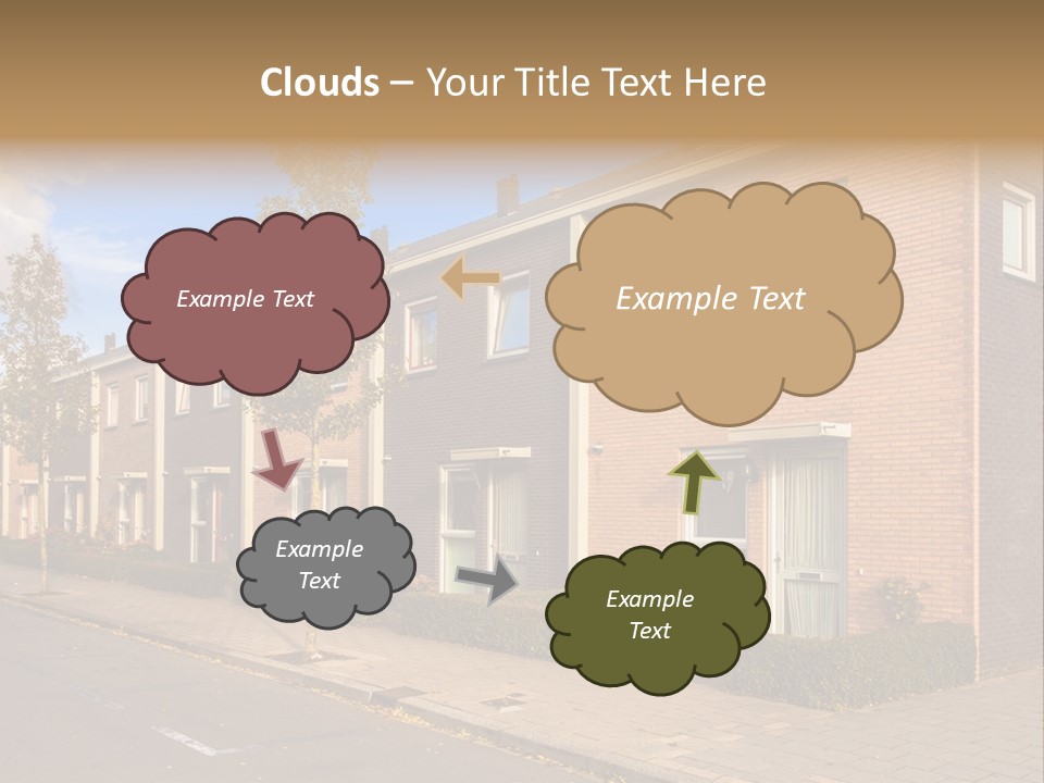A Row Of Brick Houses With A Blue Sky In The Background PowerPoint Template