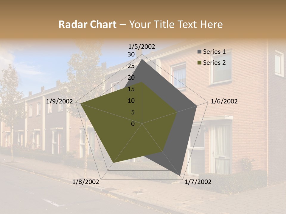 A Row Of Brick Houses With A Blue Sky In The Background PowerPoint Template