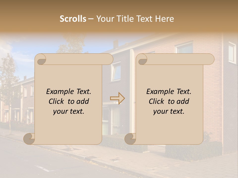 A Row Of Brick Houses With A Blue Sky In The Background PowerPoint Template
