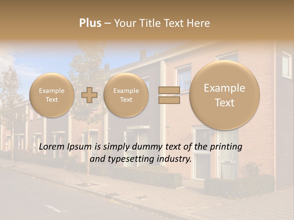 A Row Of Brick Houses With A Blue Sky In The Background PowerPoint Template
