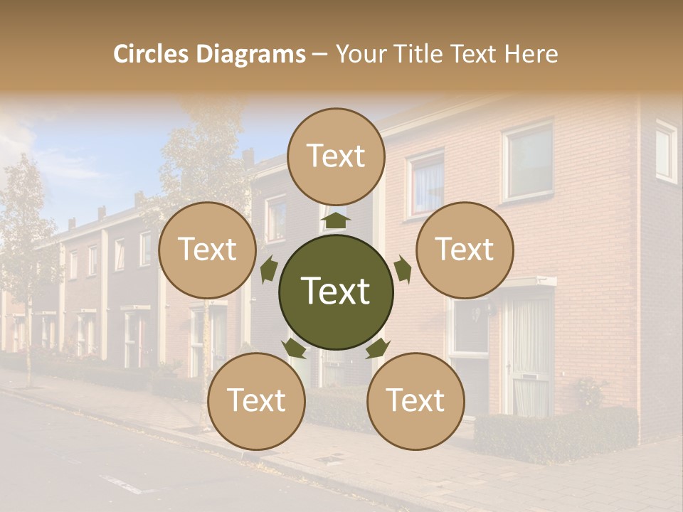 A Row Of Brick Houses With A Blue Sky In The Background PowerPoint Template
