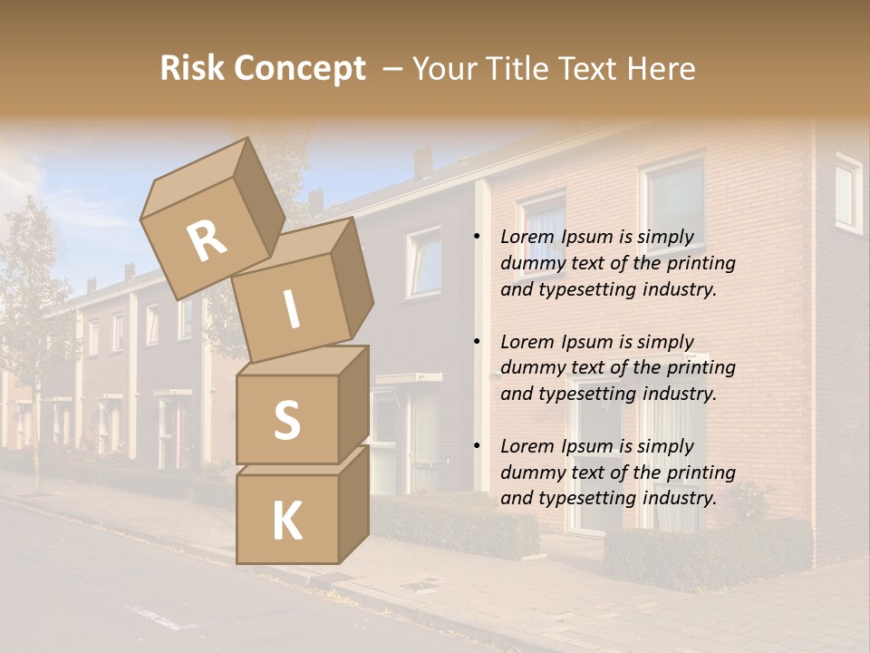 A Row Of Brick Houses With A Blue Sky In The Background PowerPoint Template