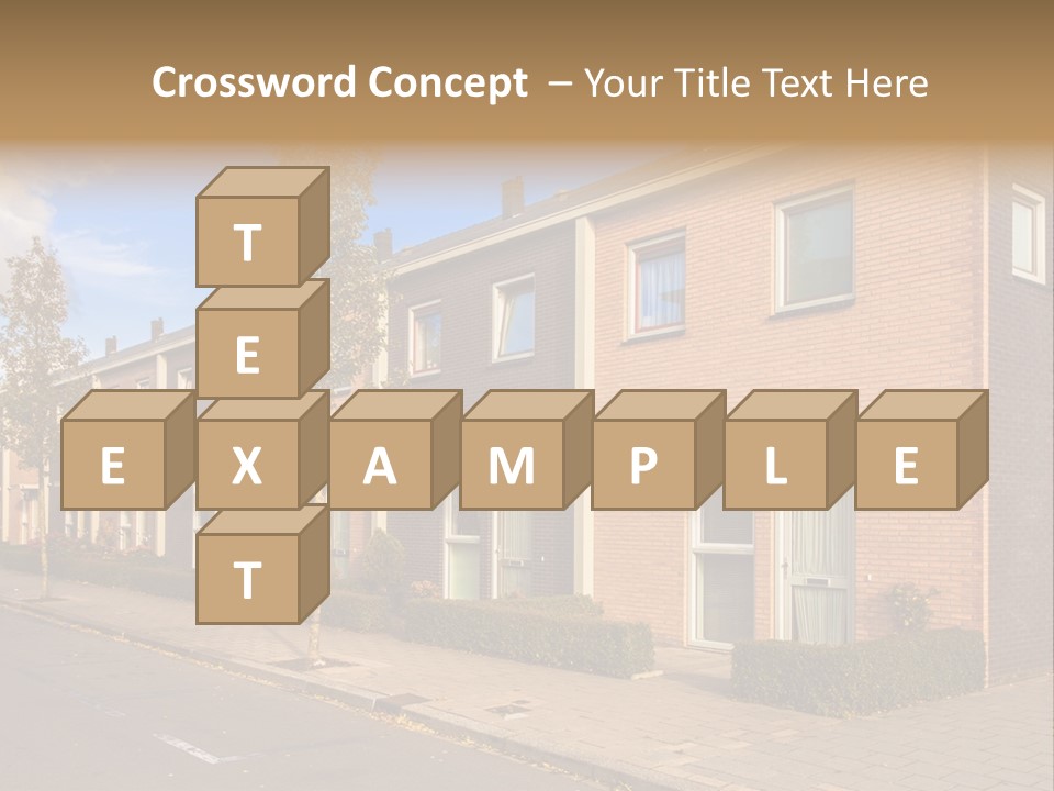 A Row Of Brick Houses With A Blue Sky In The Background PowerPoint Template