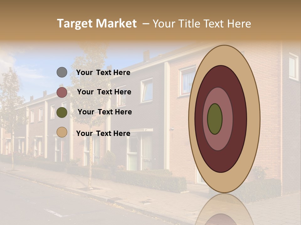 A Row Of Brick Houses With A Blue Sky In The Background PowerPoint Template