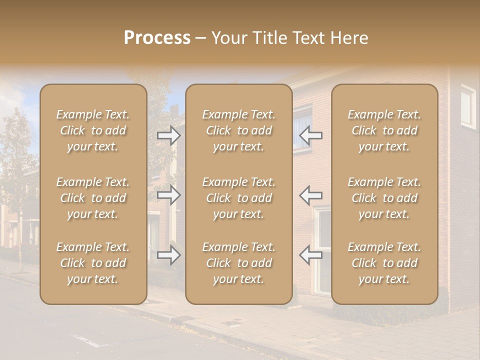 A Row Of Brick Houses With A Blue Sky In The Background PowerPoint Template
