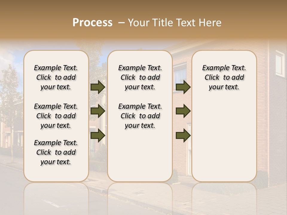 A Row Of Brick Houses With A Blue Sky In The Background PowerPoint Template