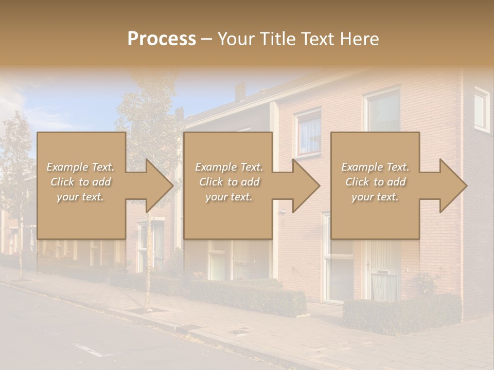 A Row Of Brick Houses With A Blue Sky In The Background PowerPoint Template