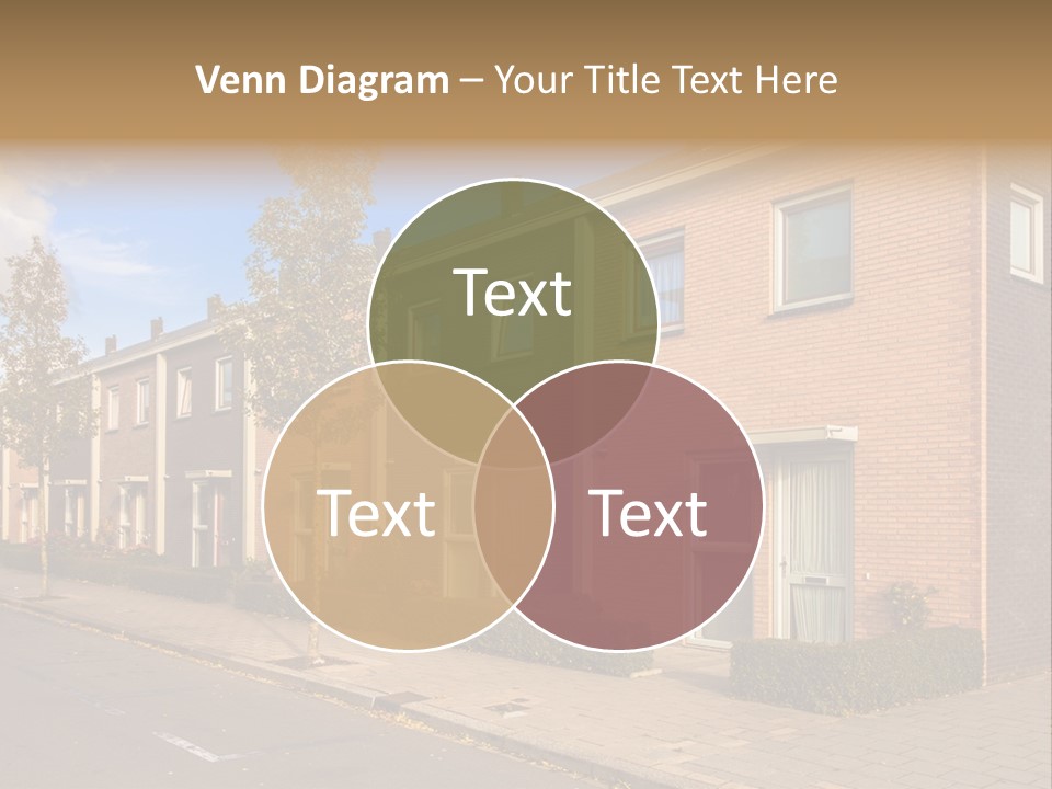 A Row Of Brick Houses With A Blue Sky In The Background PowerPoint Template