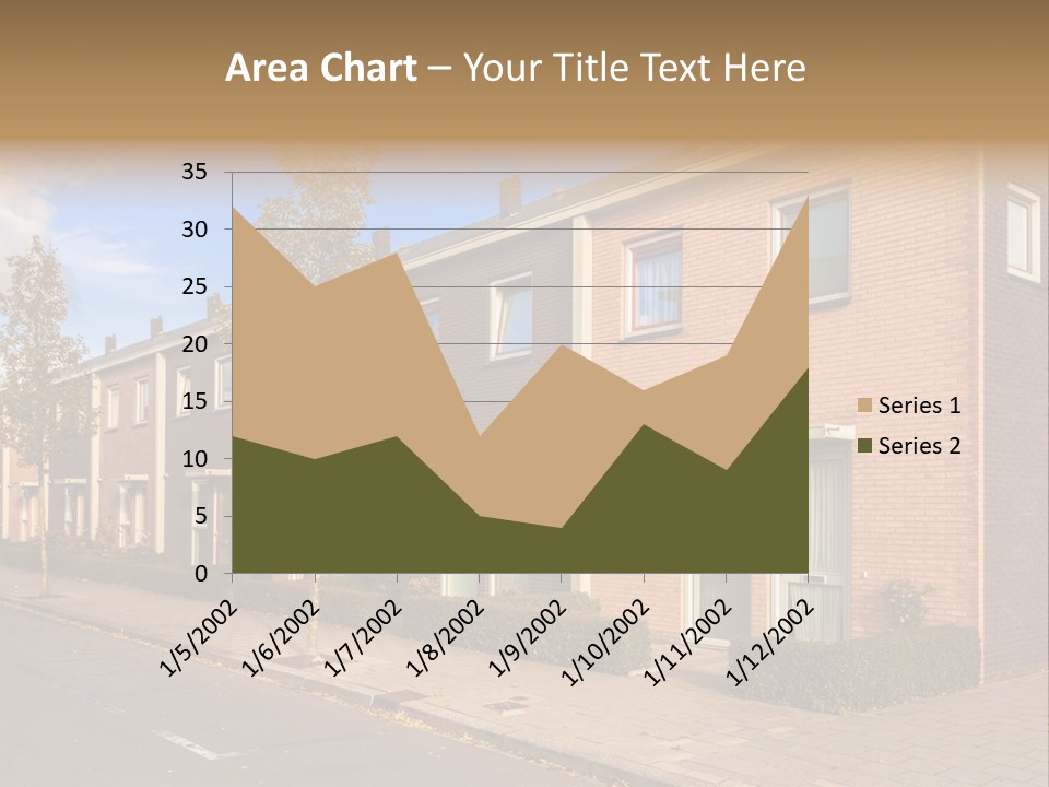 A Row Of Brick Houses With A Blue Sky In The Background PowerPoint Template
