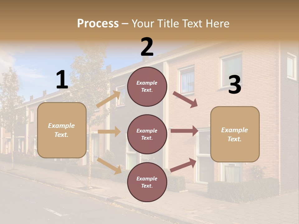 A Row Of Brick Houses With A Blue Sky In The Background PowerPoint Template