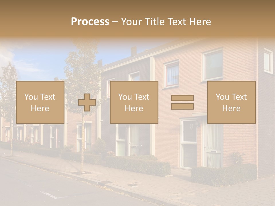 A Row Of Brick Houses With A Blue Sky In The Background PowerPoint Template
