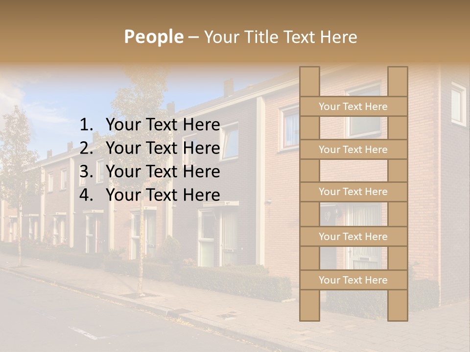 A Row Of Brick Houses With A Blue Sky In The Background PowerPoint Template