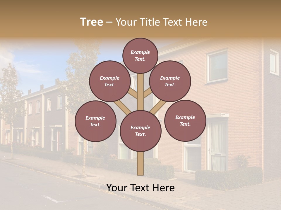 A Row Of Brick Houses With A Blue Sky In The Background PowerPoint Template