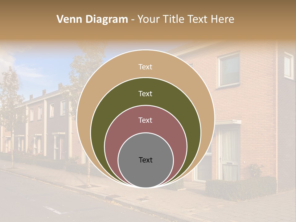 A Row Of Brick Houses With A Blue Sky In The Background PowerPoint Template