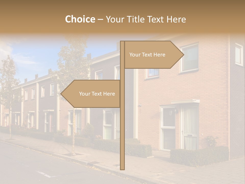 A Row Of Brick Houses With A Blue Sky In The Background PowerPoint Template