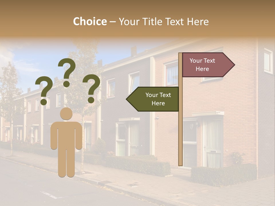 A Row Of Brick Houses With A Blue Sky In The Background PowerPoint Template