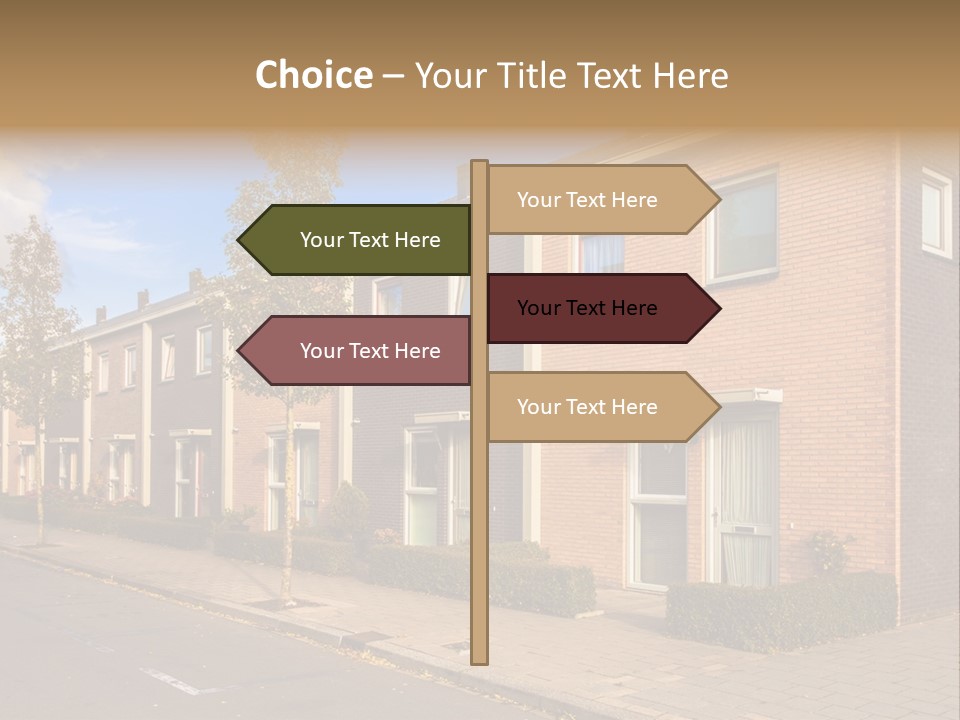 A Row Of Brick Houses With A Blue Sky In The Background PowerPoint Template