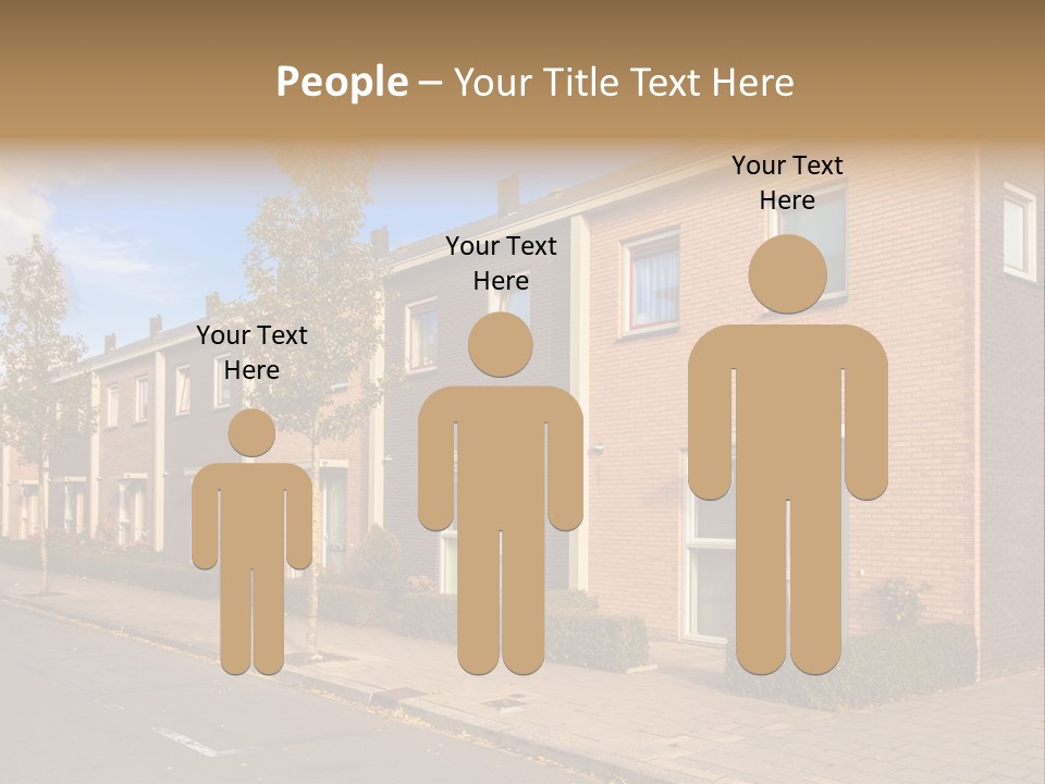 A Row Of Brick Houses With A Blue Sky In The Background PowerPoint Template