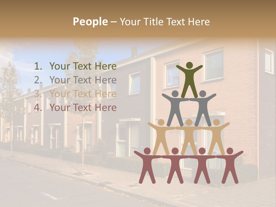 A Row Of Brick Houses With A Blue Sky In The Background PowerPoint Template