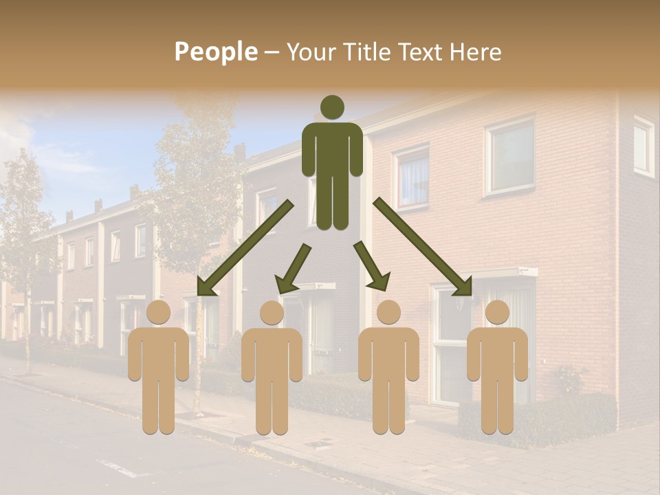 A Row Of Brick Houses With A Blue Sky In The Background PowerPoint Template