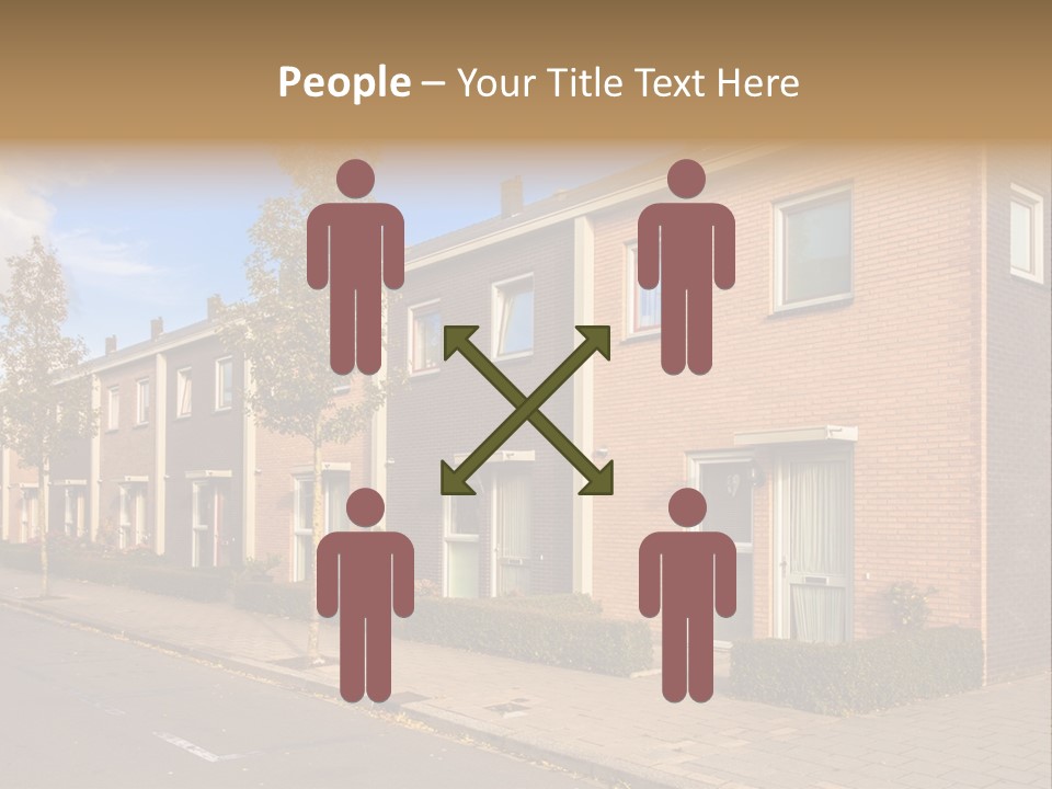 A Row Of Brick Houses With A Blue Sky In The Background PowerPoint Template
