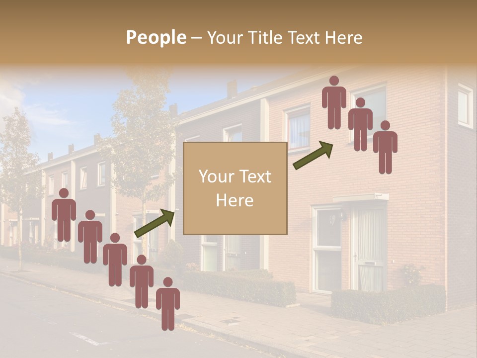 A Row Of Brick Houses With A Blue Sky In The Background PowerPoint Template