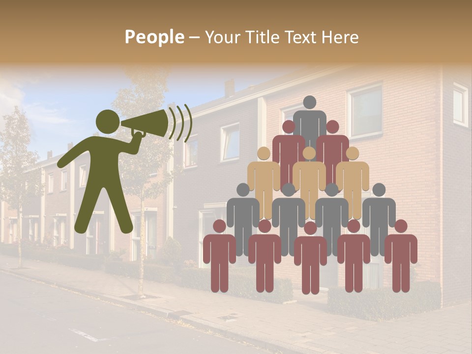 A Row Of Brick Houses With A Blue Sky In The Background PowerPoint Template