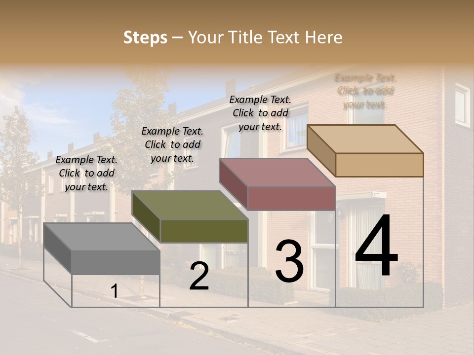 A Row Of Brick Houses With A Blue Sky In The Background PowerPoint Template