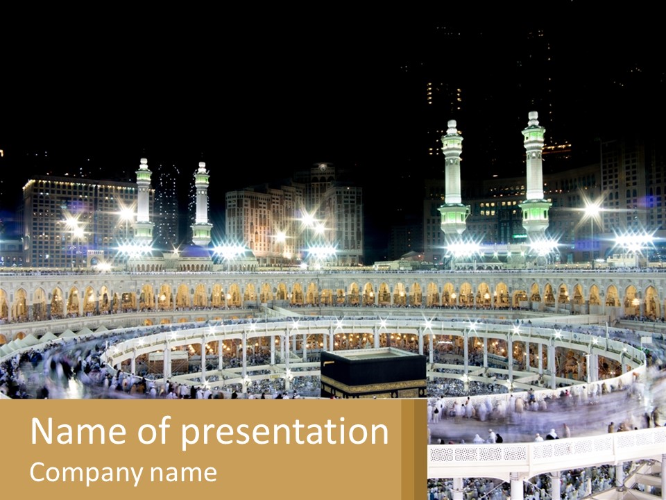 A Large Building With A Lot Of Lights In It PowerPoint Template