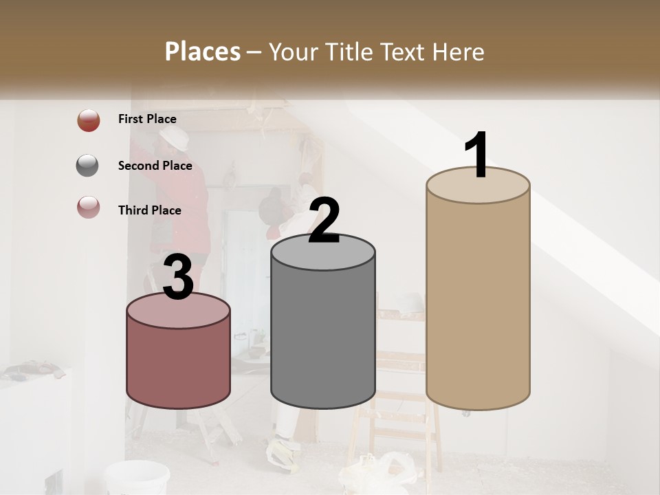 A Couple Of Men Working On A Wall In A Room PowerPoint Template