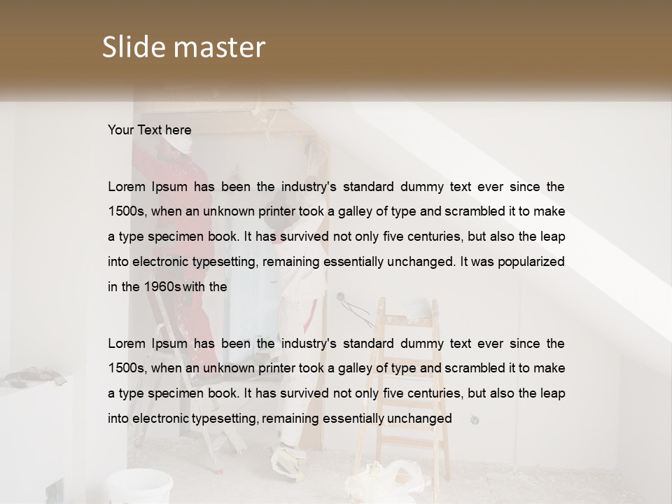 A Couple Of Men Working On A Wall In A Room PowerPoint Template