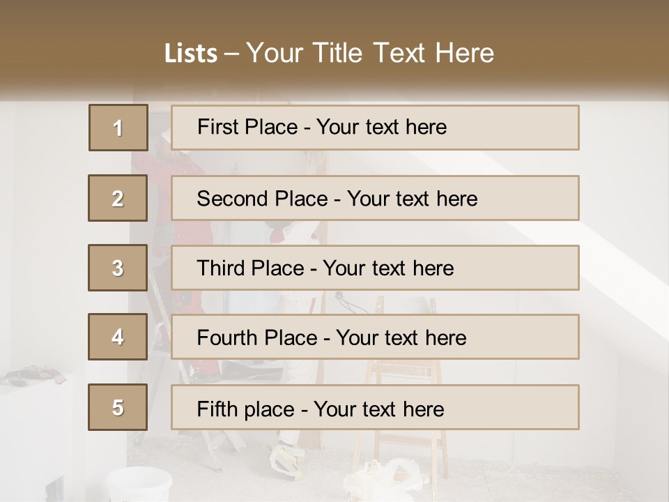 A Couple Of Men Working On A Wall In A Room PowerPoint Template