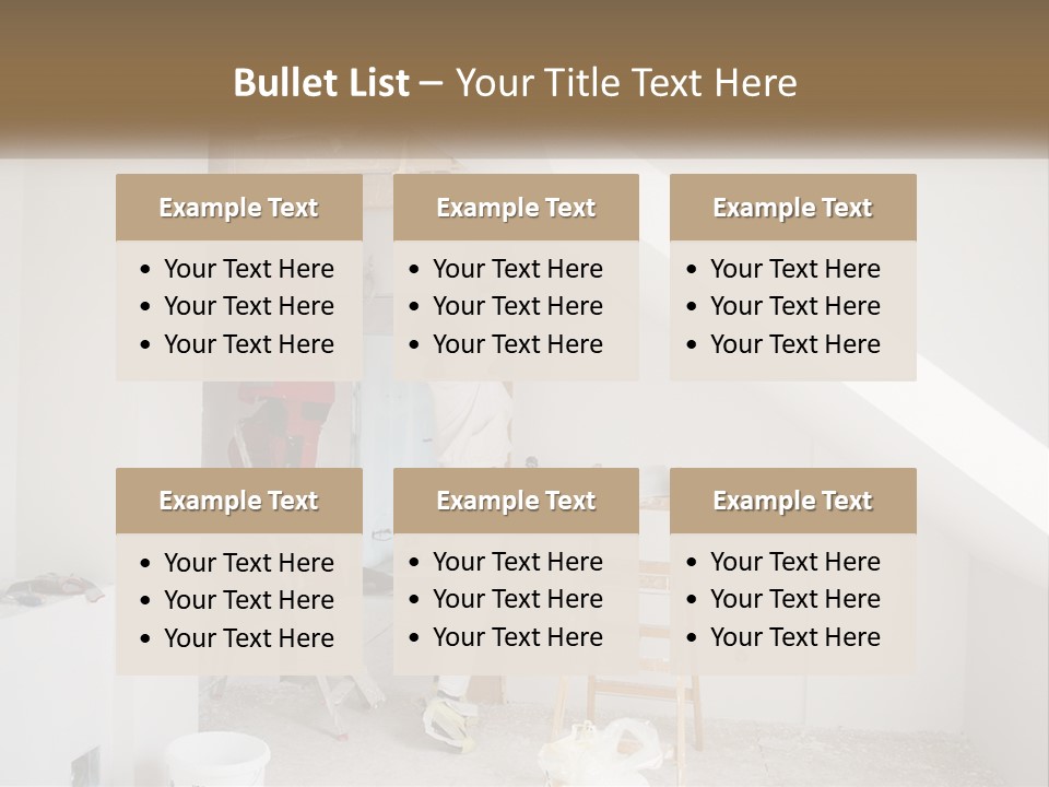 A Couple Of Men Working On A Wall In A Room PowerPoint Template