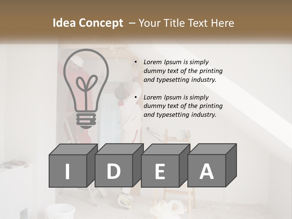 A Couple Of Men Working On A Wall In A Room PowerPoint Template