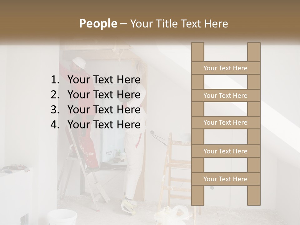 A Couple Of Men Working On A Wall In A Room PowerPoint Template