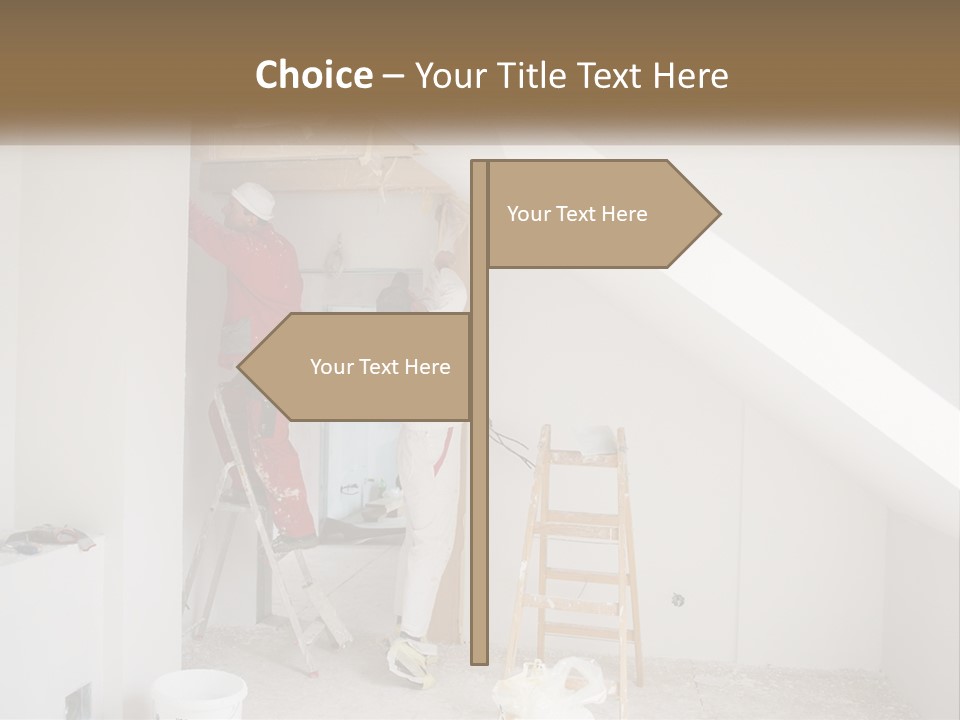 A Couple Of Men Working On A Wall In A Room PowerPoint Template