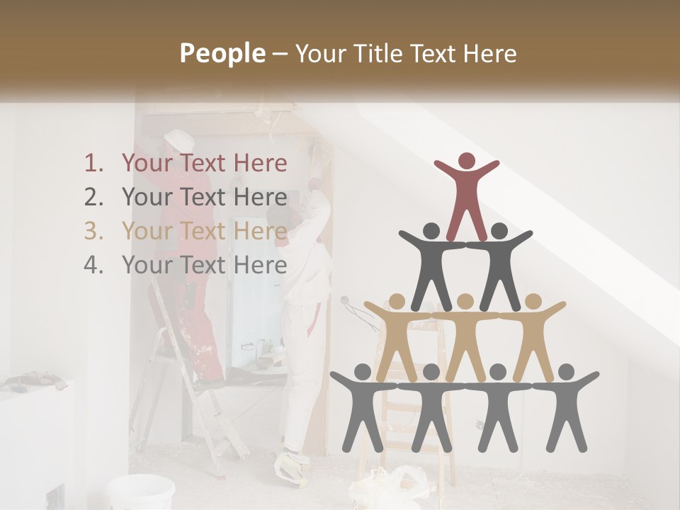 A Couple Of Men Working On A Wall In A Room PowerPoint Template