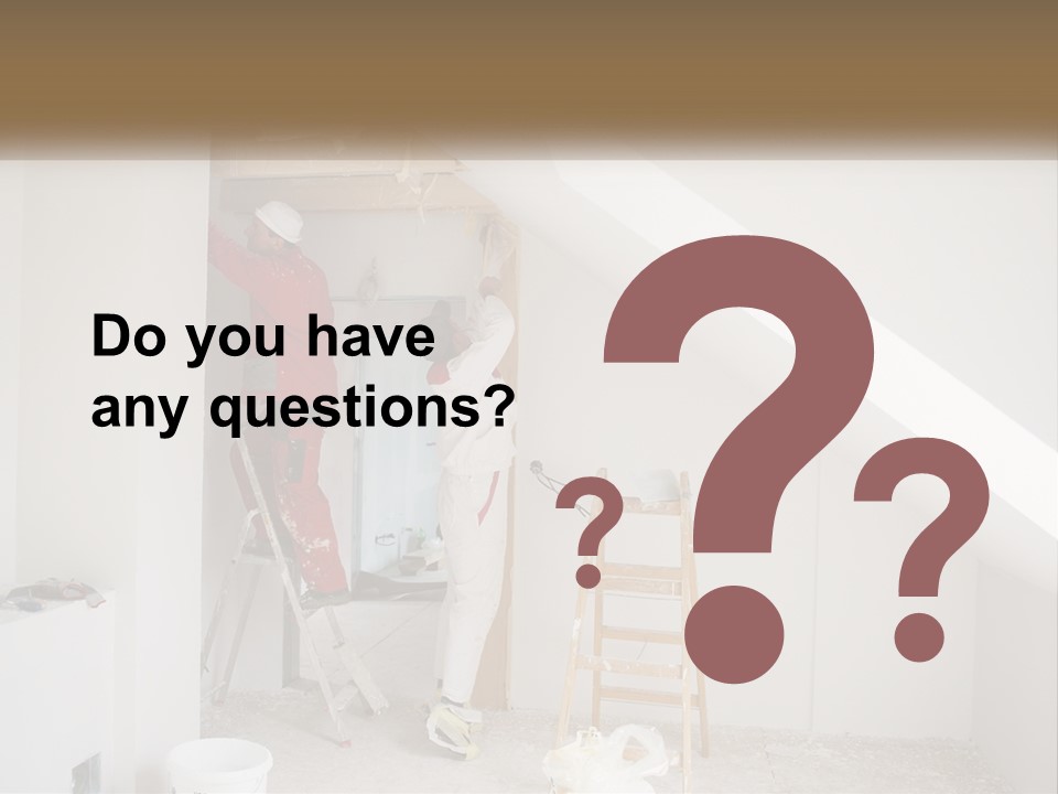 A Couple Of Men Working On A Wall In A Room PowerPoint Template