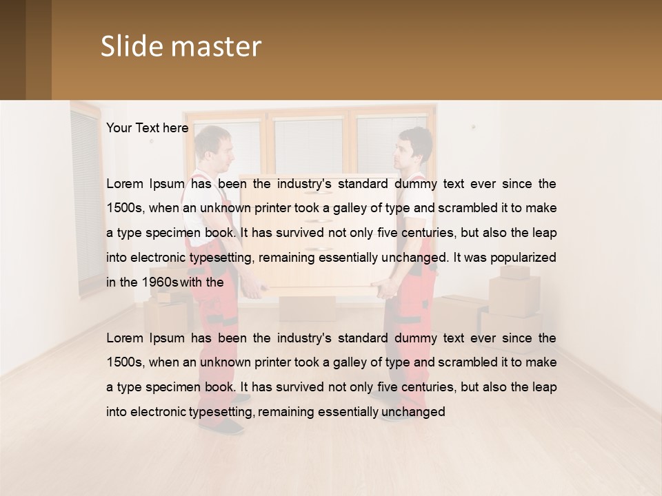 A Couple Of Men Standing Next To Each Other In A Room PowerPoint Template