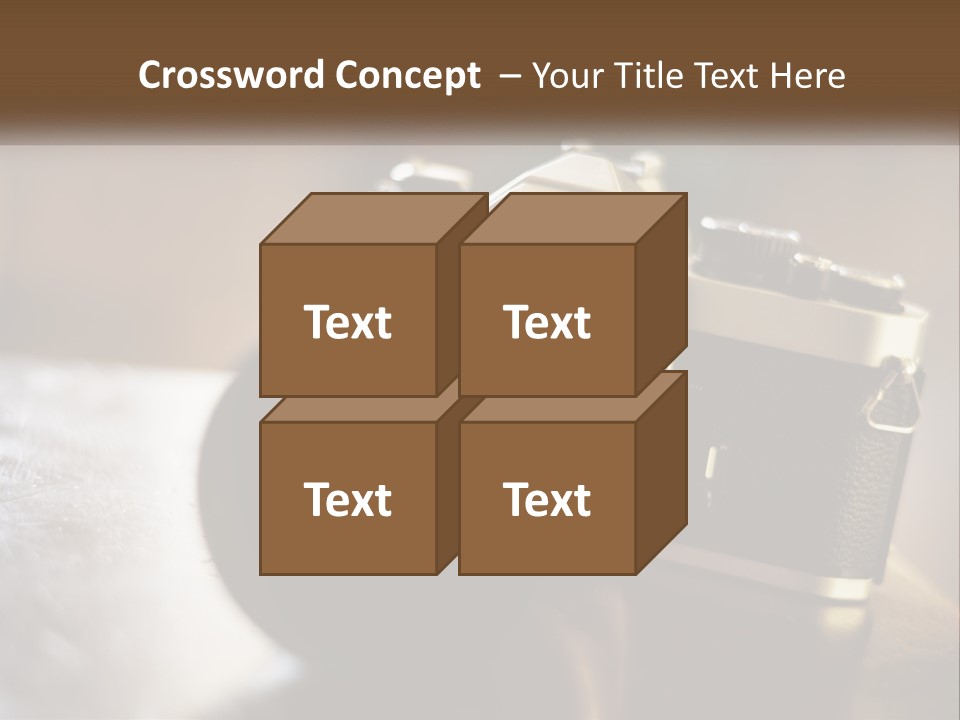 A Camera Sitting On Top Of A Wooden Table PowerPoint Template