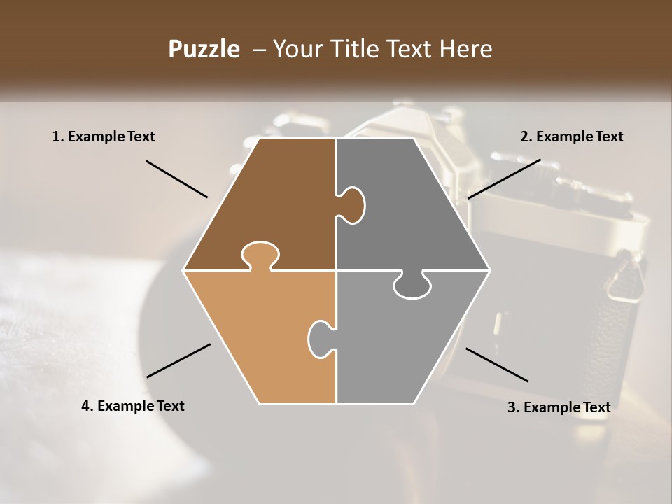 A Camera Sitting On Top Of A Wooden Table PowerPoint Template