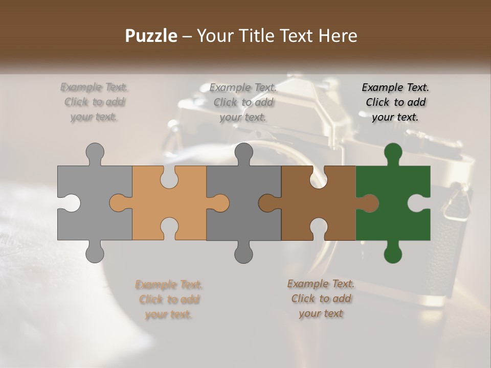 A Camera Sitting On Top Of A Wooden Table PowerPoint Template